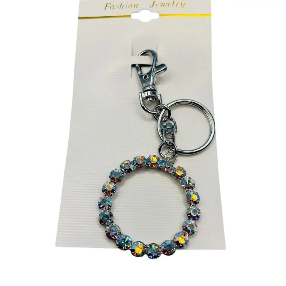 Crystal Rhinestone Bag Charm‎ Keychain with Silver Accents